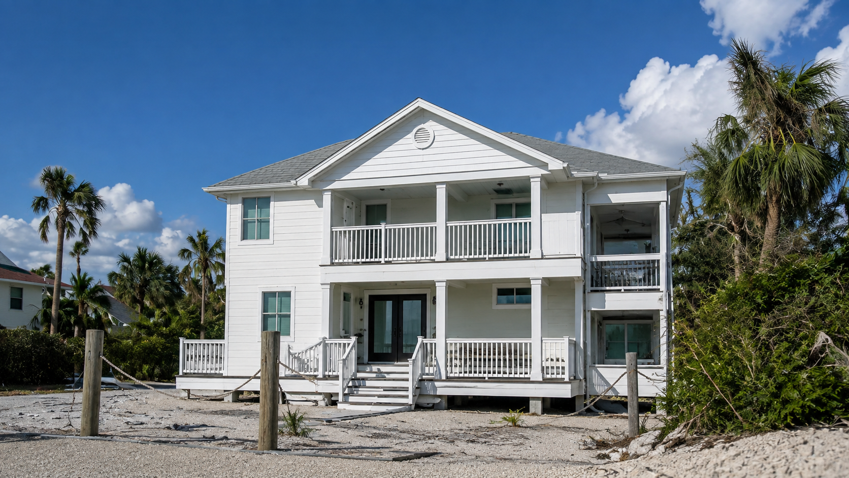 Hurricane damaged home without impact windows